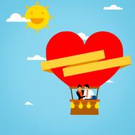 couple in love on a hot air balloon as an illustration