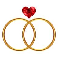 red heart ring icon gold