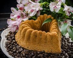 Heart shape Cake and coffee beans on tray