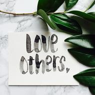 Love Others card Green Leaves