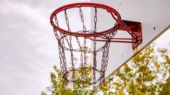 red basketball basket close up