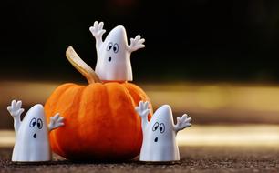 ghosts on a pumpkin as decorations for halloween