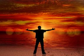 silhouette with hugs as a symbol of joy