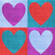 multicolored fabric with hearts