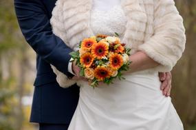 Love orange flowers bouquet wedding