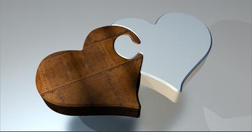 puzzle heart love wood iron