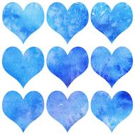 watercolor drawings of hearts on white background