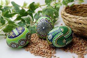 easter eggs painted with wax