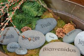 Courage Truth Faith stones