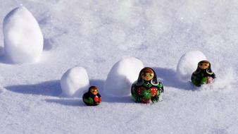 matreshka dolls at snow