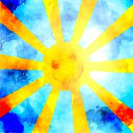 watercolour paint of sun