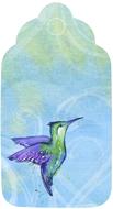 hummingbird on blue label
