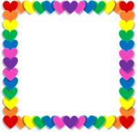 Valentine frame made of the colorful and beautiful hearts, at white background, clipart