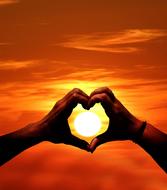 Heart Hands at Sunset