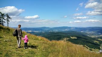 Father and Child Family on mountains