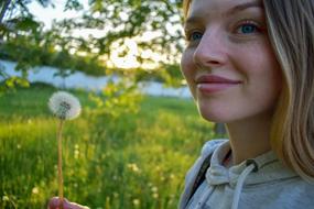 Beautiful Girl with Dandelion