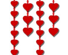 Beautiful decorations with red hearts, at white background, clipart