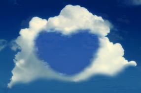 white clouds as a heart in the blue sky