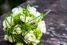 Wedding, Bridal Bouquet with two crystal hearts decoration