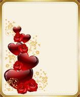 pattern in the form of hearts and roses in a frame
