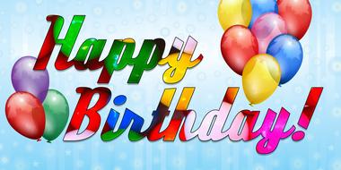 birthday lettering with balloons