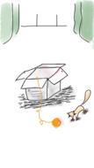 illustration of kitten box outside