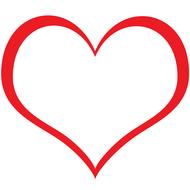 Beautiful, drawn, red heart, at white background, clipart