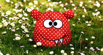 red Monster Fabric on Meadow