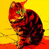 the image of a cat in bright colors