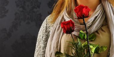 photo of Girl with Red Roses