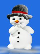 snowman in black hat as an illustration