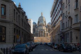 Beautiful street of Marseille, Provence, France, with the architecture and cars