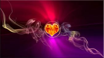 flame heart smoke background