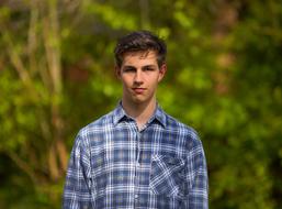 Young Man Spring garden