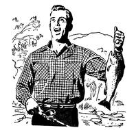 man fishing in vintage picture