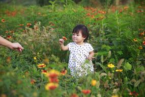 Kids and Flowers at Summer