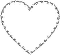 Beautiful, black and white heart made of the words, at white background, clipart