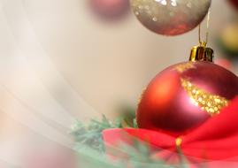 christmas decorations on a tree close-up on a blurred background