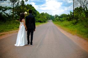 People Couple at road