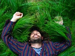 Happy Man on Grass