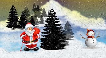 merry christmas sunta, tree, snowman