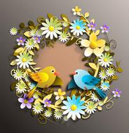 spring vernal flowers and birds