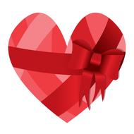 red heart, ribbon, bow