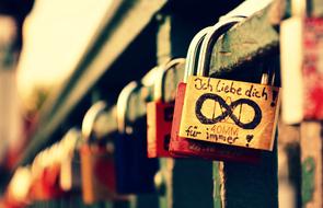 lovers' metal locks on the bridge