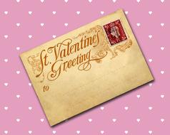 letter for Valentine's Day On a pink background