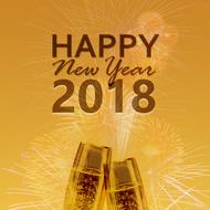 golden greeting card, happy new 2018 year