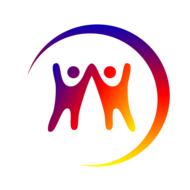 logo with a couple of people on a white background