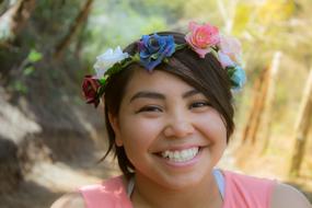 Beautiful Woman with Flowers wreath