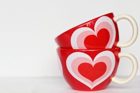 Valentineâs Day Background, two red cups with hearts