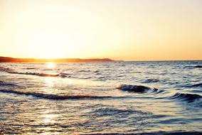 setting sun over the sea